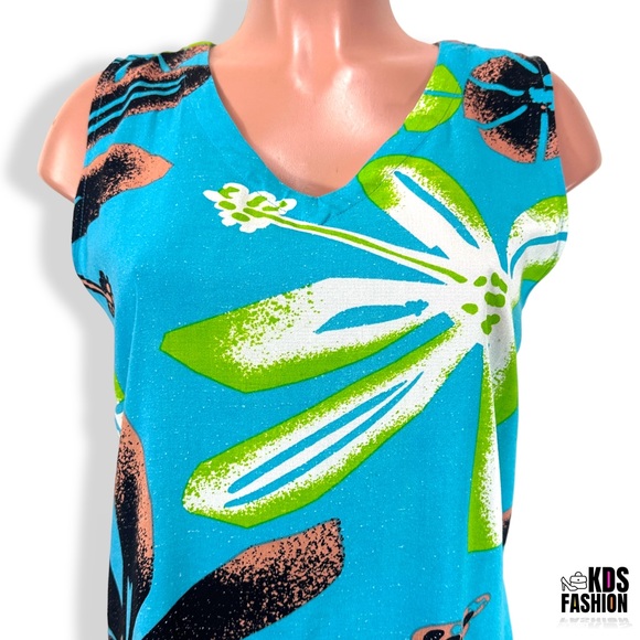 Sunny Oceans Bright Floral Sleeveless Dress SM - Picture 4 of 9